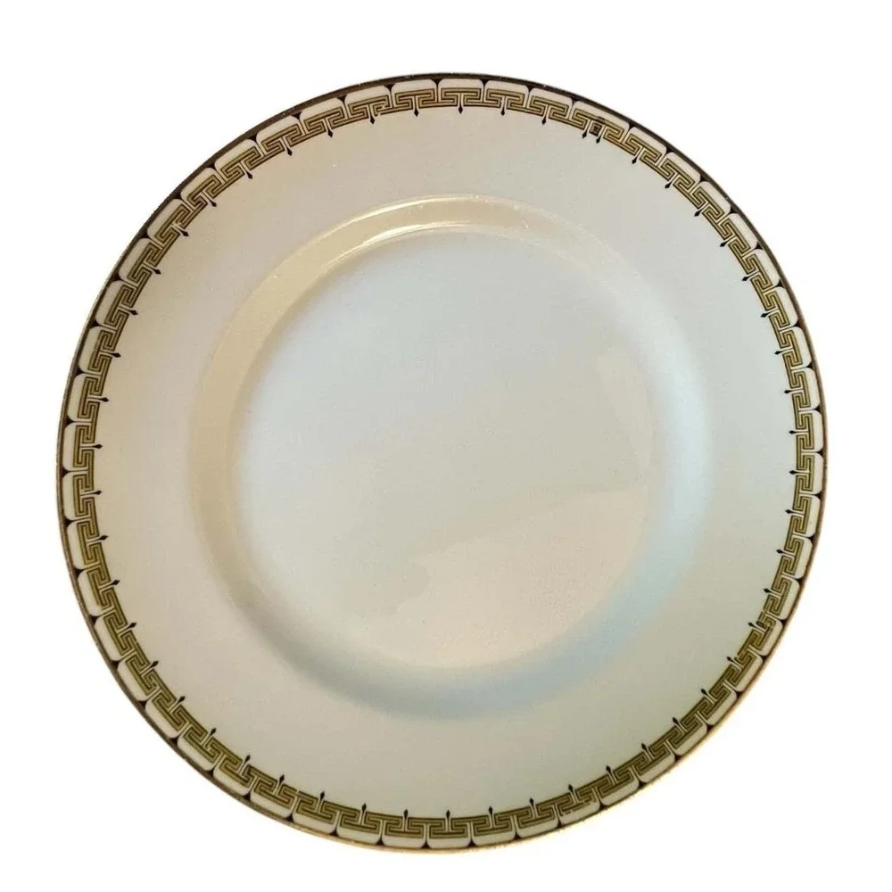 Cleveland China Cream Gold Greek Key 18K Gold Trim Small Plates Saucers Set of 3